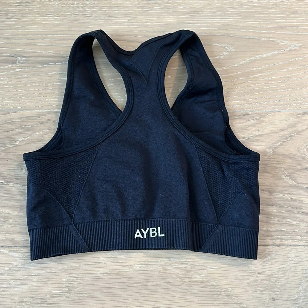 AYBL black sports bra XS Women’s Pilates Crop Top Gym Workout Athletic Running - Picture 4 of 5